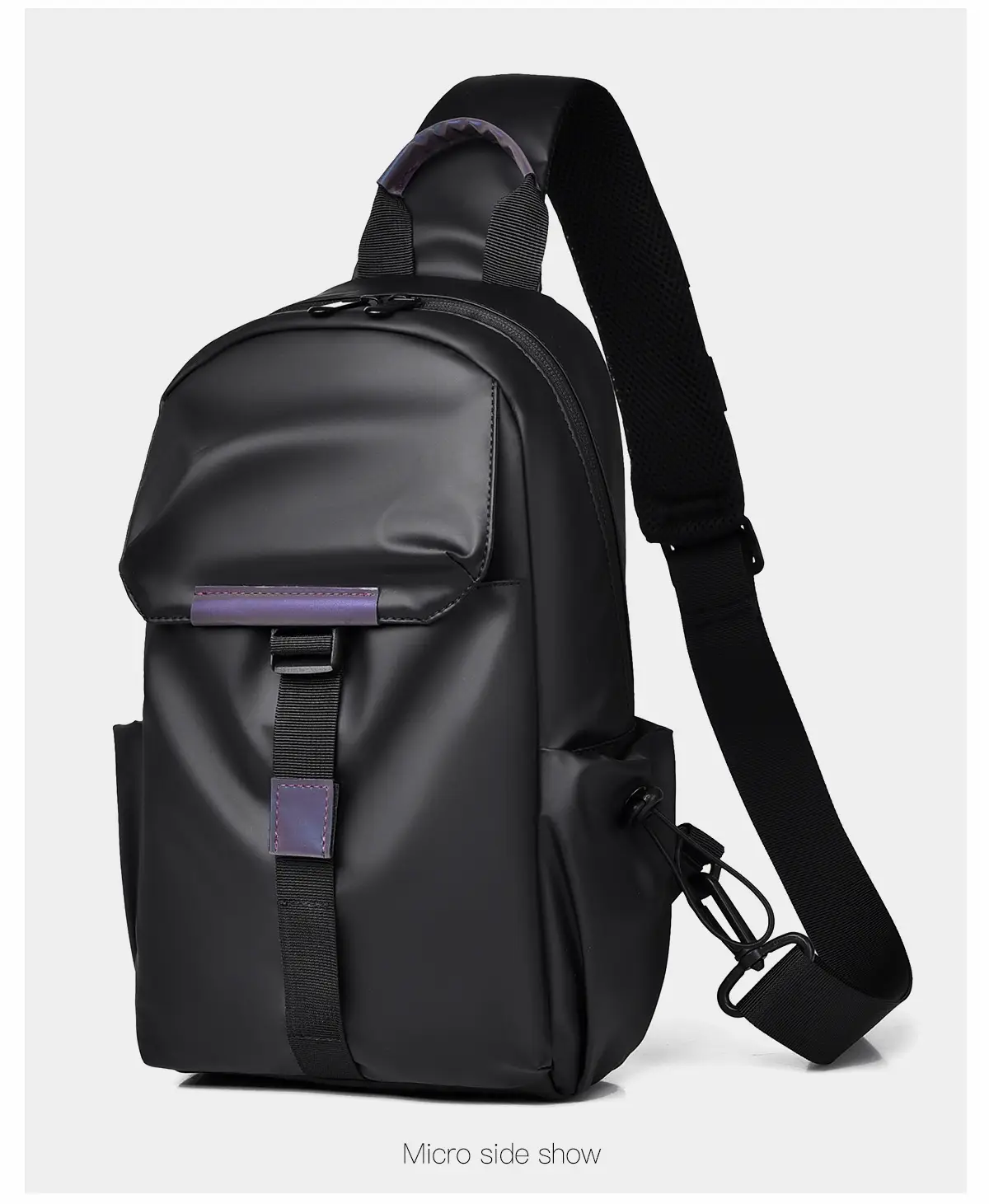 Men's Large Capacity Shoulder Bag with Purple Accents — feature 17