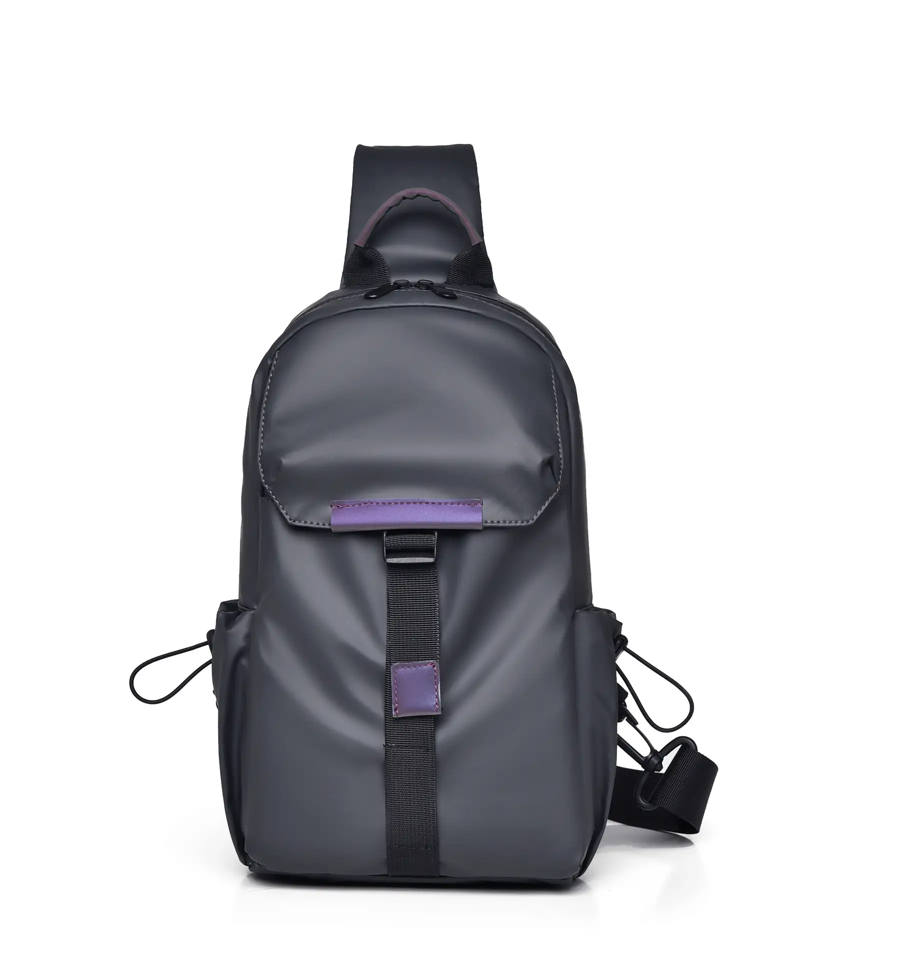 Men's Large Capacity Shoulder Bag with Purple Accents - Image 2