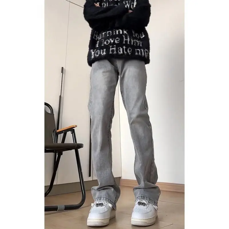 High Street Cleanfit Black Jeans American Retro Flared Pants