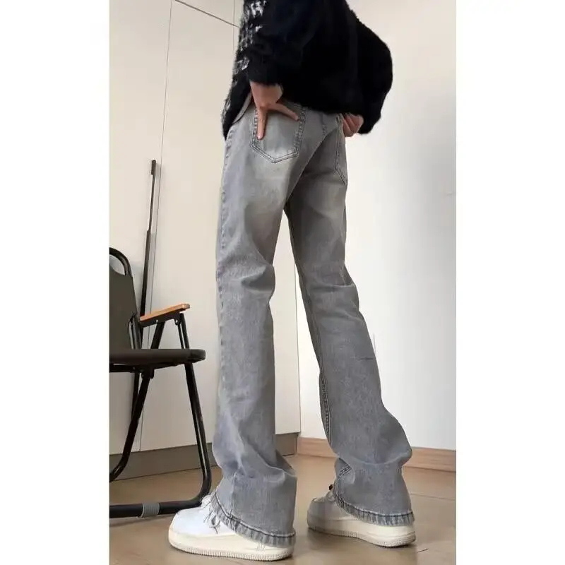 High Street Cleanfit Black Jeans American Retro Flared Pants