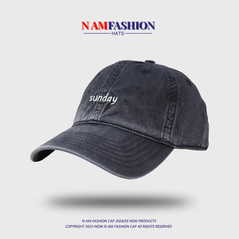 Washed Embroidered Peaked Cap Women Casual Korean Style — feature 18