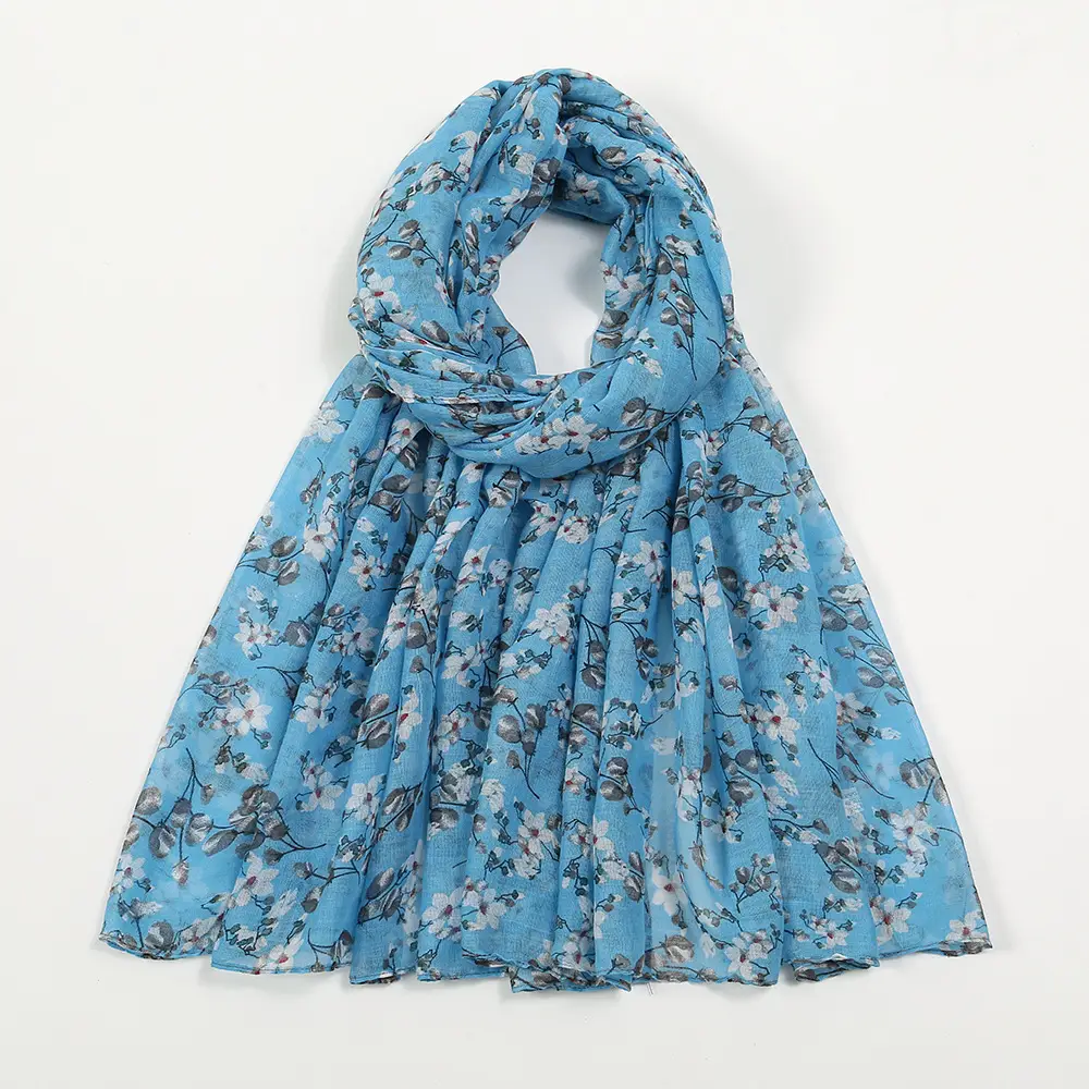 Women Silk Printed Long Scarf Brown Floral - Image 3