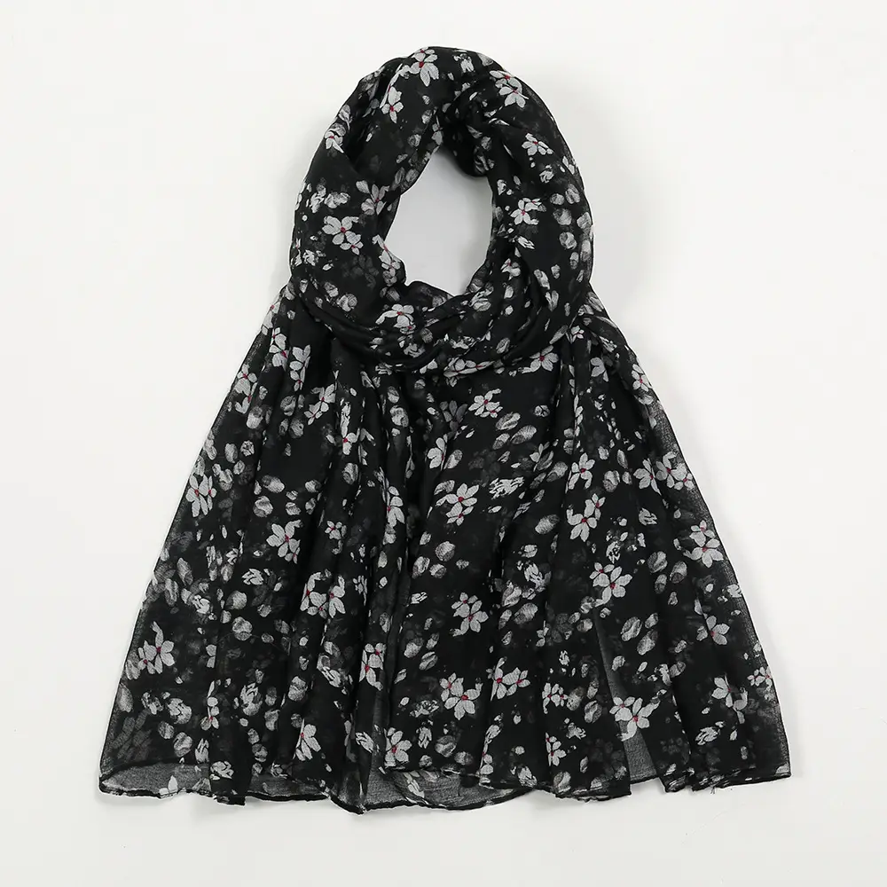 Women Silk Printed Long Scarf Brown Floral - Image 4