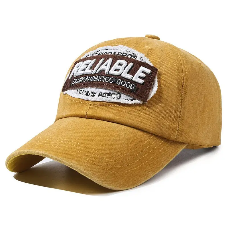 Men's Distressed Denim Peaked Cap with "Reliable" Logo - Image 5