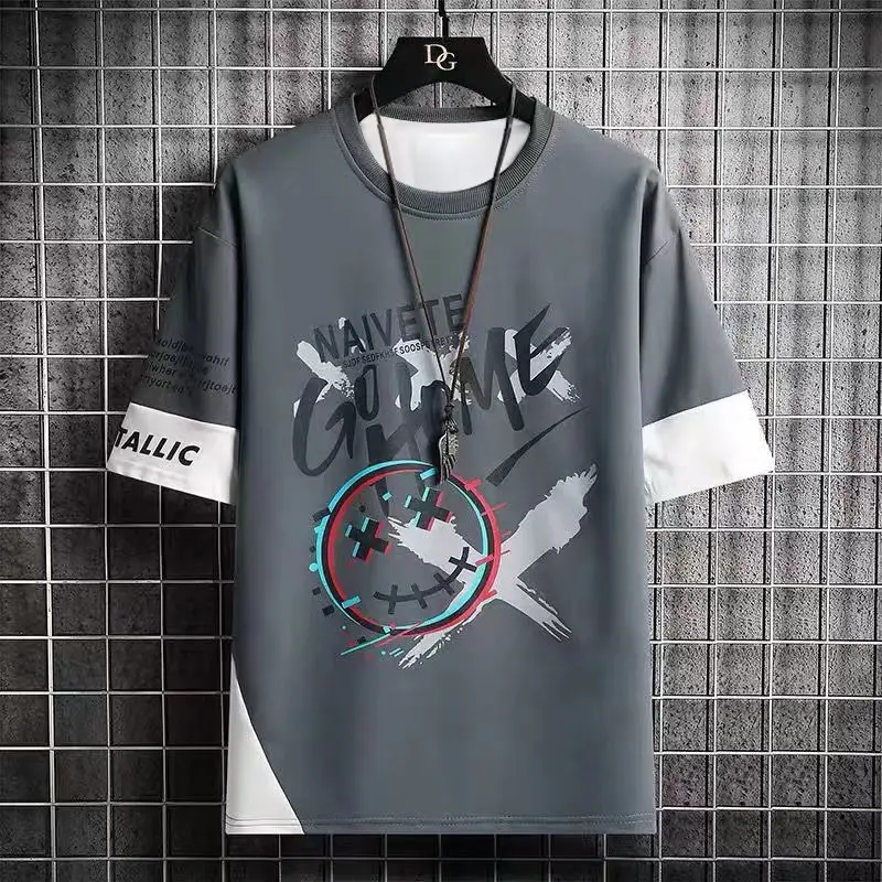 Men Printed Ice Silk Casual Suit Black White — feature 20