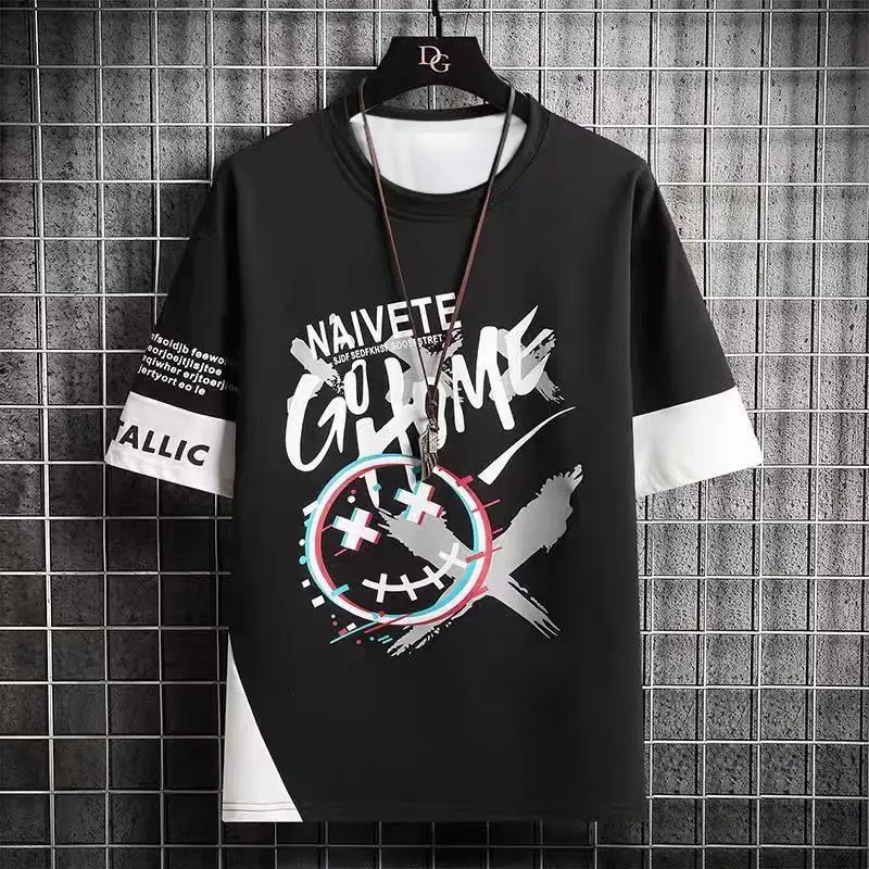 Men Printed Ice Silk Casual Suit Black White — feature 7