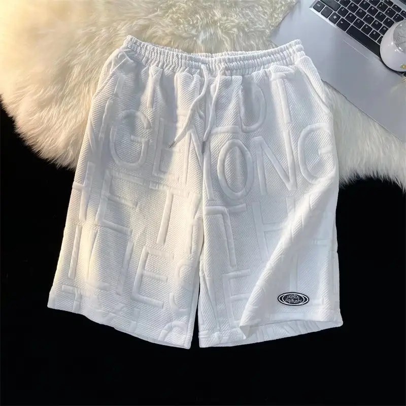 Men Cotton Loose Fit Shorts Grey 2024 - Image 6