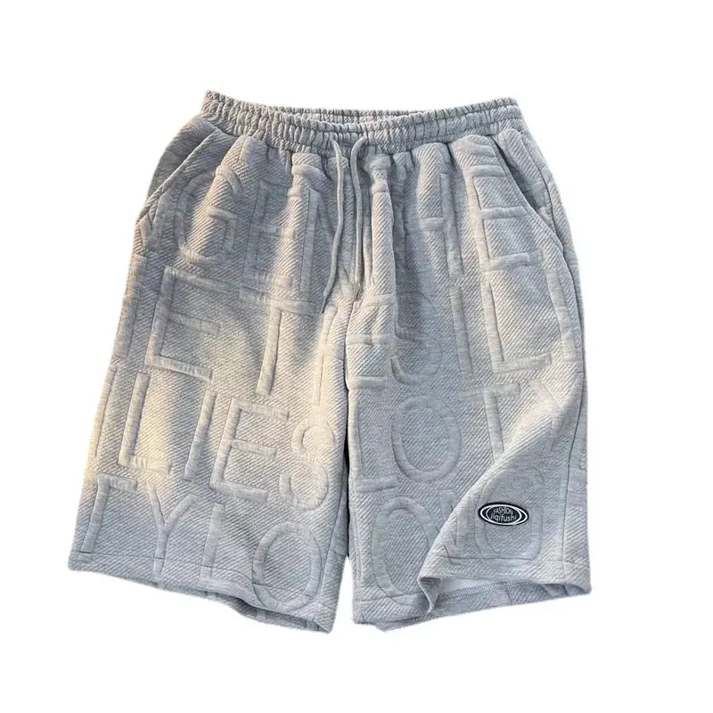 Men Cotton Loose Fit Shorts Grey 2024 - Image 8