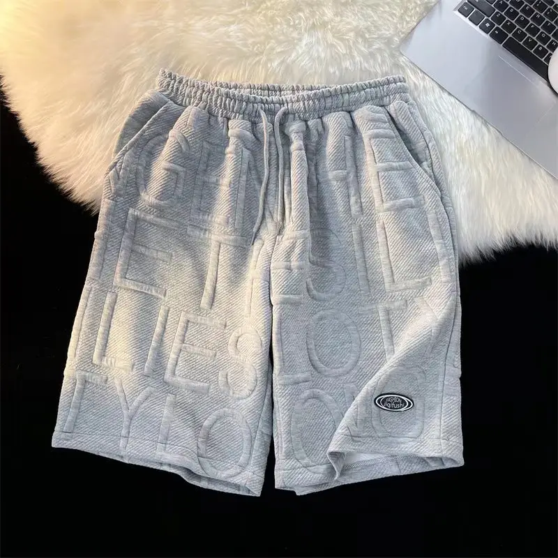 Men Cotton Loose Fit Shorts Grey 2024 - Image 2