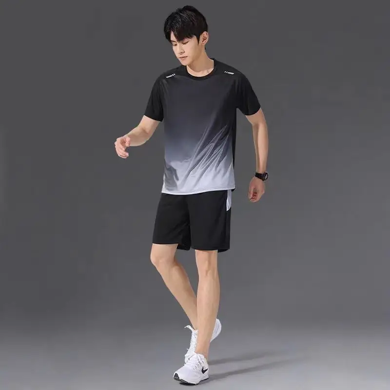 Men Ice Silk Casual Shorts Set Summer Stretch Loose Fit - Image 8