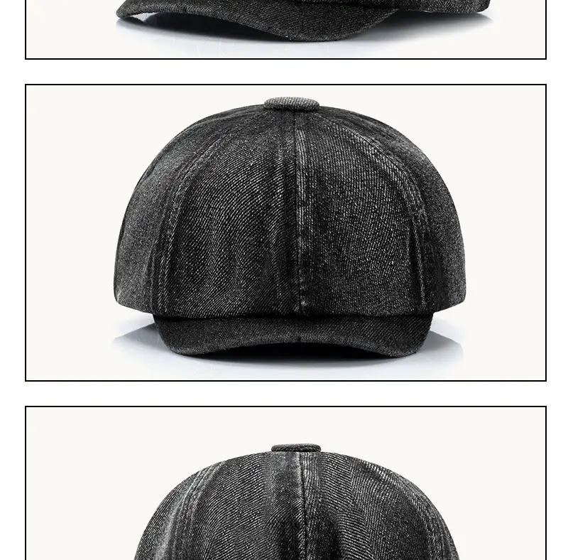 Washed Denim Newsboy Hat for Men Women — feature 7