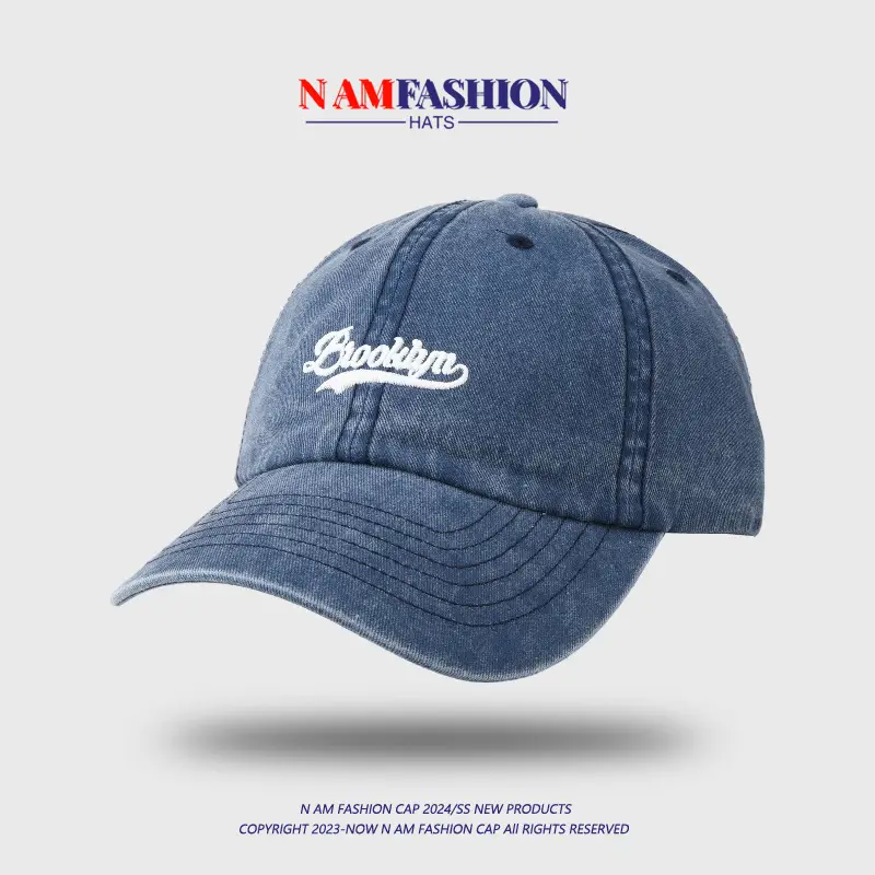 Women Denim Baseball Cap Teal Embroidered Summer — feature 12
