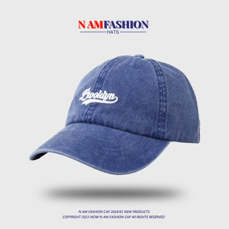Women Denim Baseball Cap Teal Embroidered Summer - Image 2