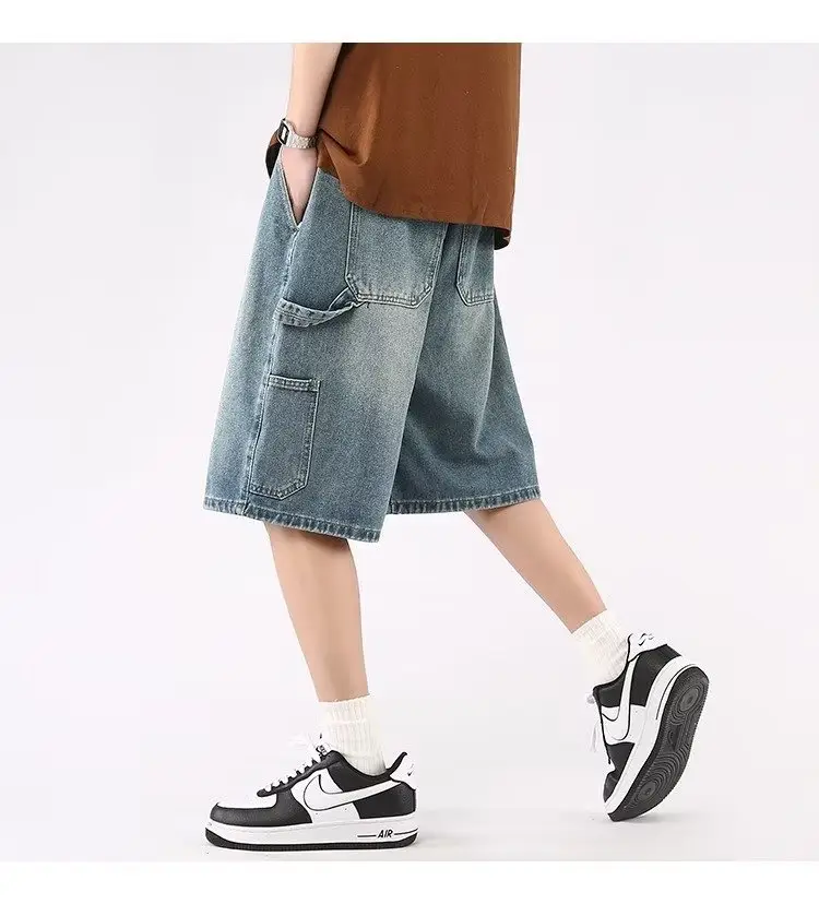 Denim Cropped Shorts for Men Light Blue 2024 — feature 10