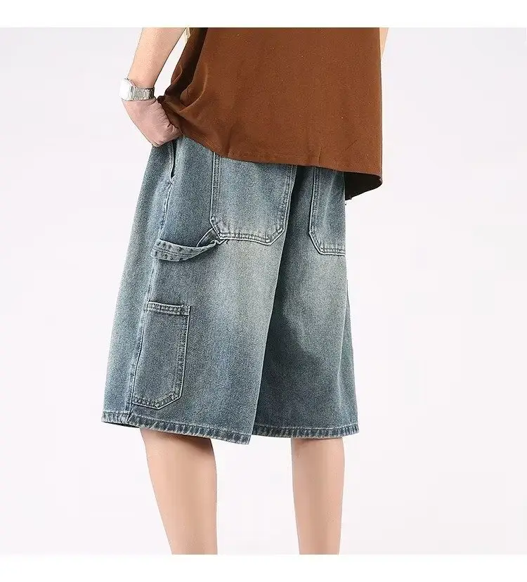 Denim Cropped Shorts for Men Light Blue 2024 — feature 12