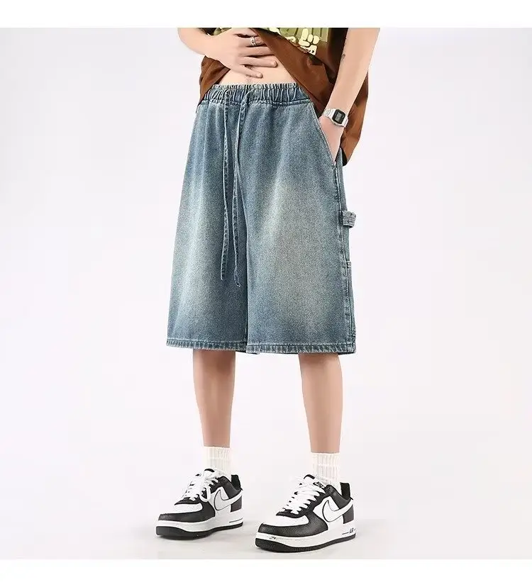 Denim Cropped Shorts for Men Light Blue 2024 — feature 13