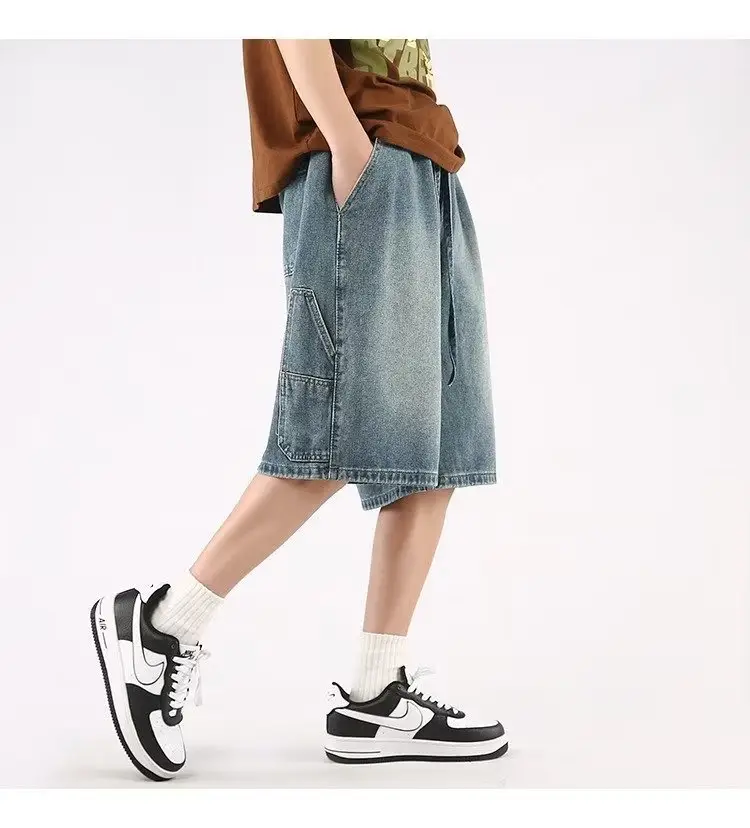 Denim Cropped Shorts for Men Light Blue 2024 — feature 14