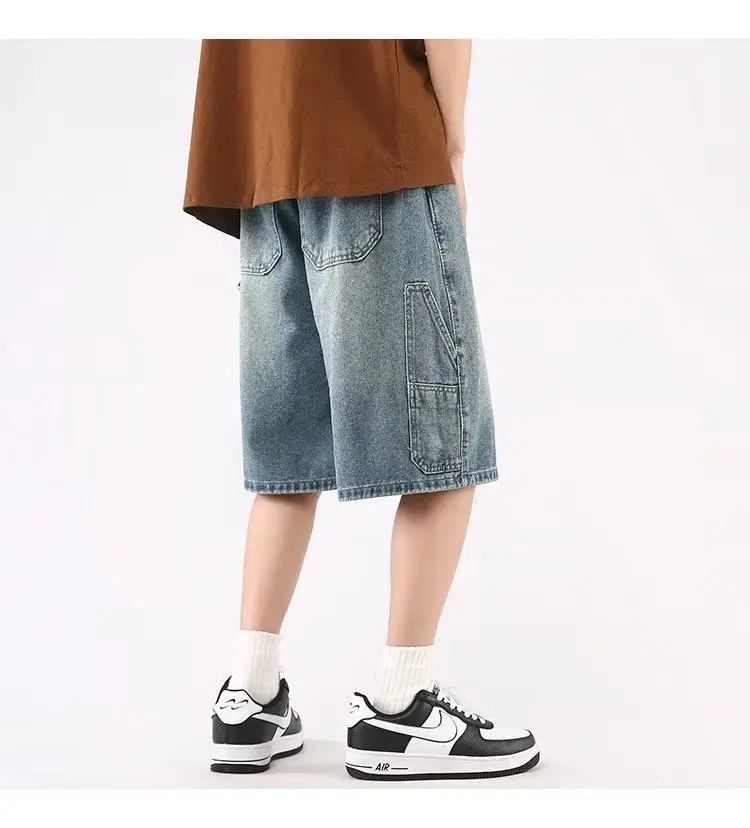 Denim Cropped Shorts for Men Light Blue 2024 — feature 15