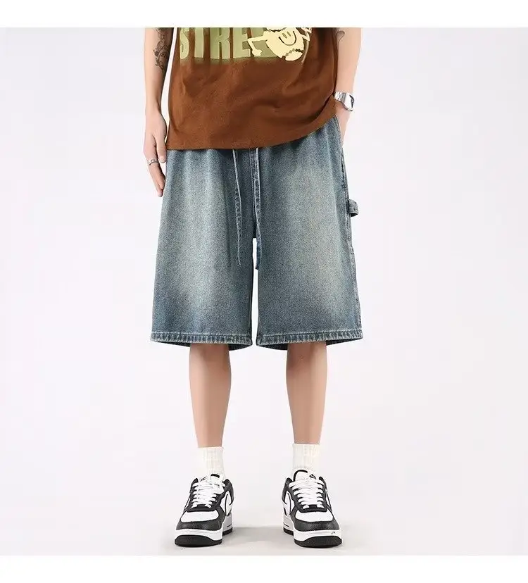 Denim Cropped Shorts for Men Light Blue 2024 — feature 16