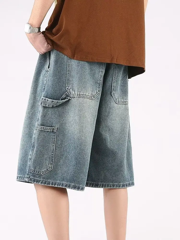 Denim Cropped Shorts for Men Light Blue 2024 — feature 17