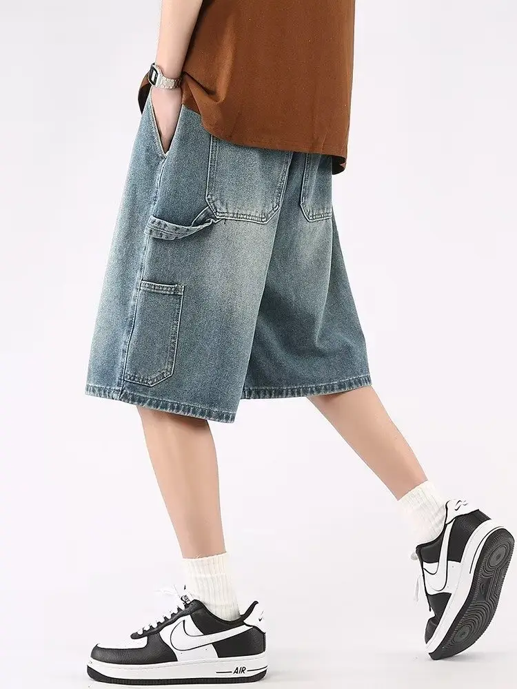 Denim Cropped Shorts for Men Light Blue 2024 — feature 18