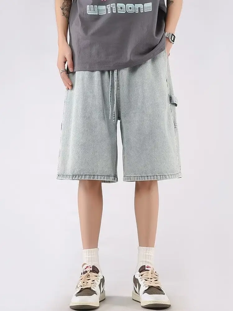 Denim Cropped Shorts for Men Light Blue 2024 — feature 19
