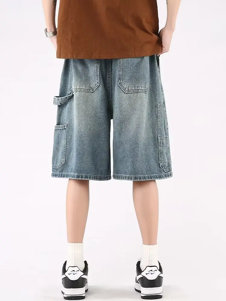 Denim Cropped Shorts for Men Light Blue 2024 — feature 20