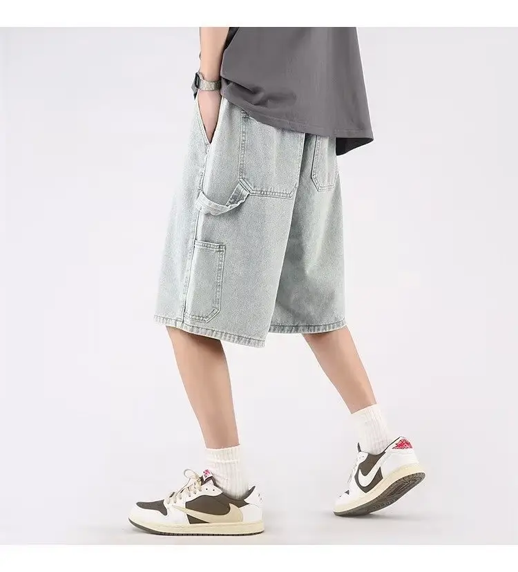 Denim Cropped Shorts for Men Light Blue 2024 — feature 3