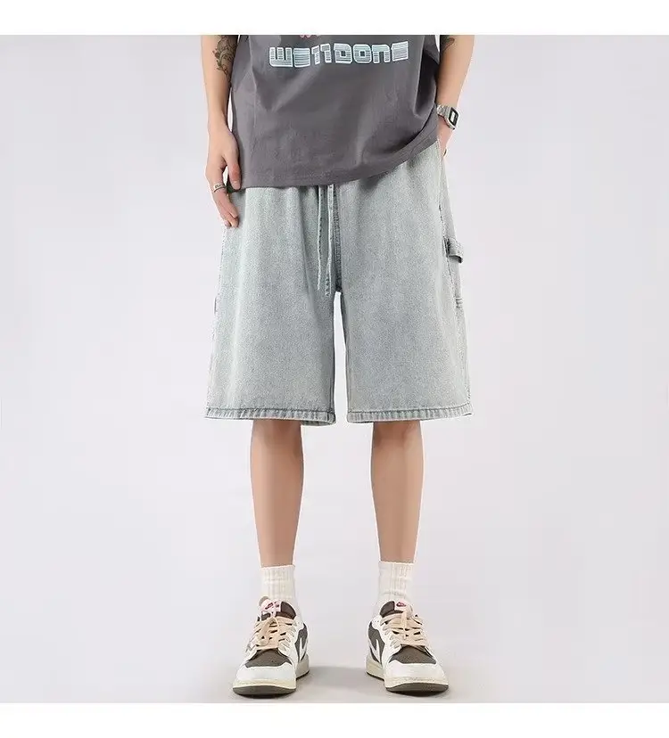 Denim Cropped Shorts for Men Light Blue 2024 — feature 4