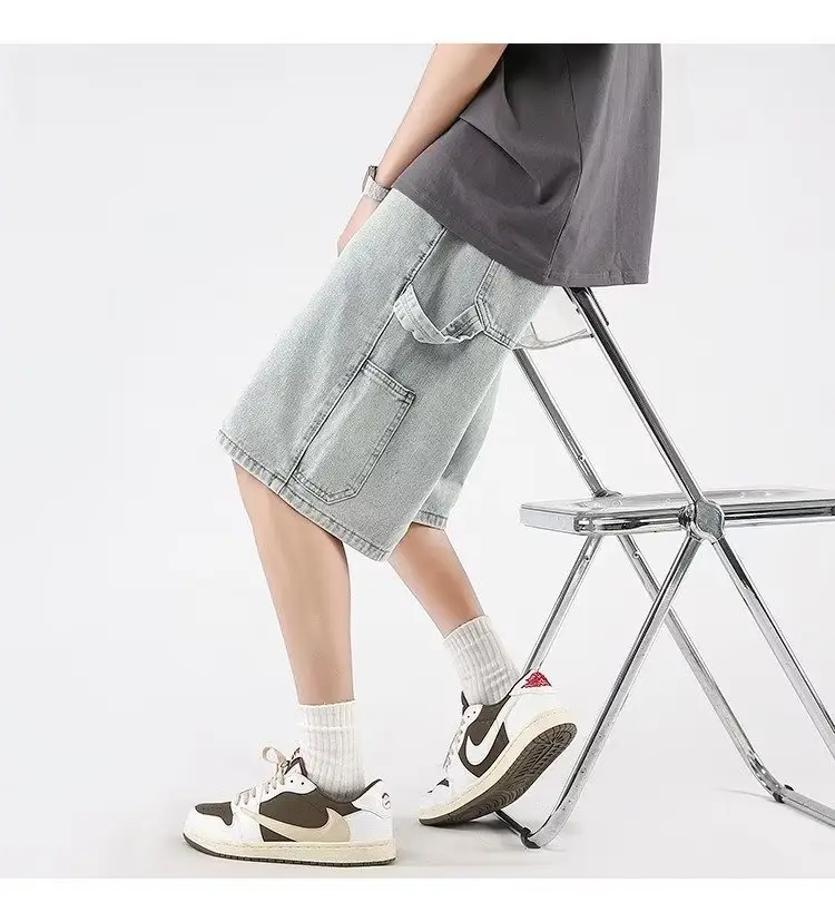 Denim Cropped Shorts for Men Light Blue 2024 — feature 5