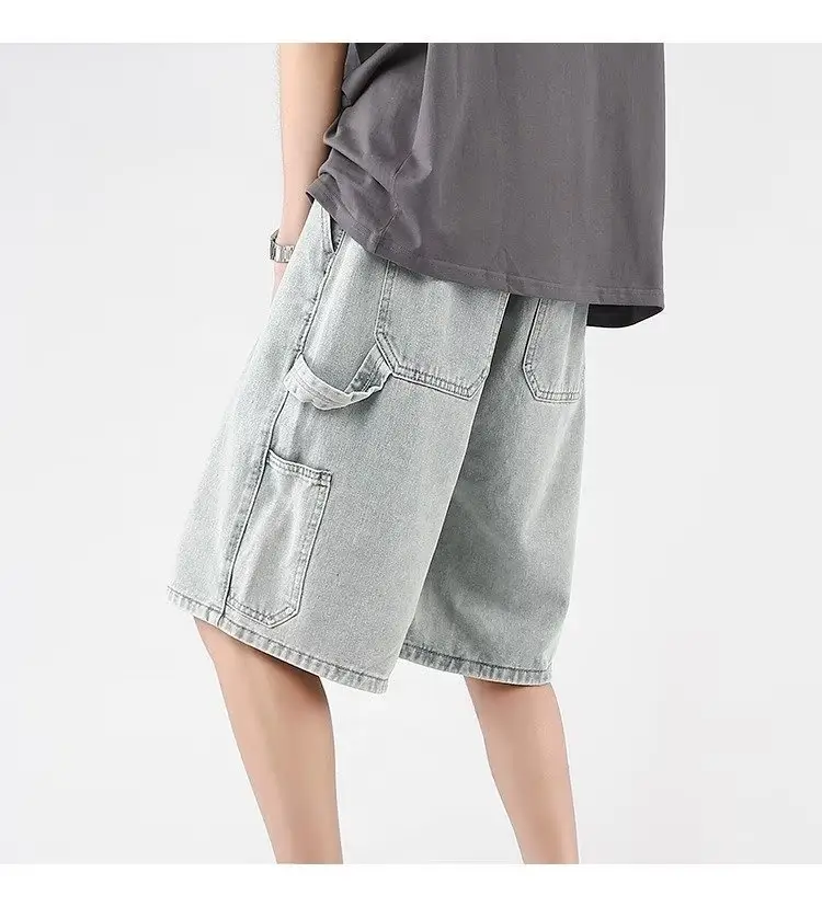 Denim Cropped Shorts for Men Light Blue 2024 — feature 6