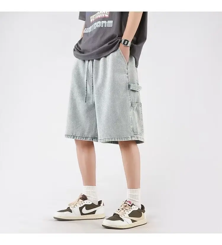 Denim Cropped Shorts for Men Light Blue 2024 — feature 7