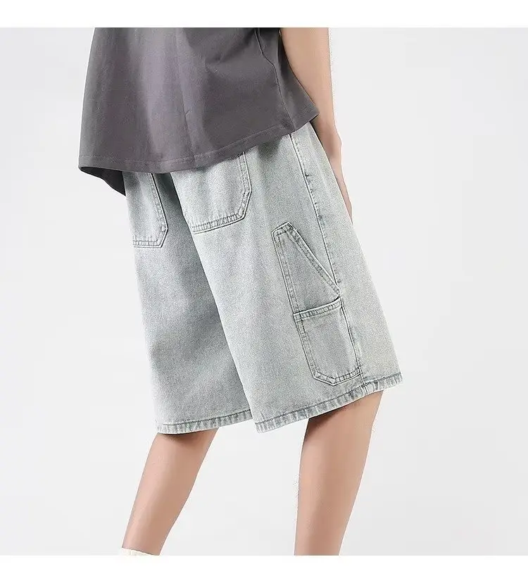 Denim Cropped Shorts for Men Light Blue 2024 — feature 8