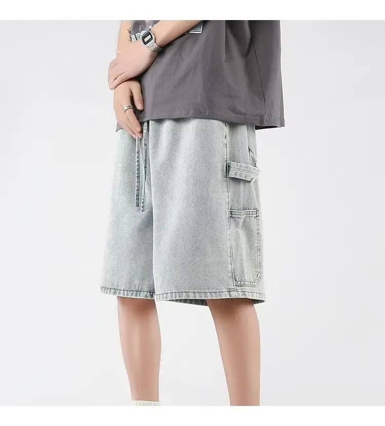 Denim Cropped Shorts for Men Light Blue 2024 — feature 9