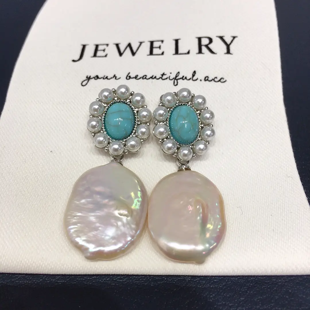 Turquoise Pearl Earrings for Women 18K Gold — feature 11