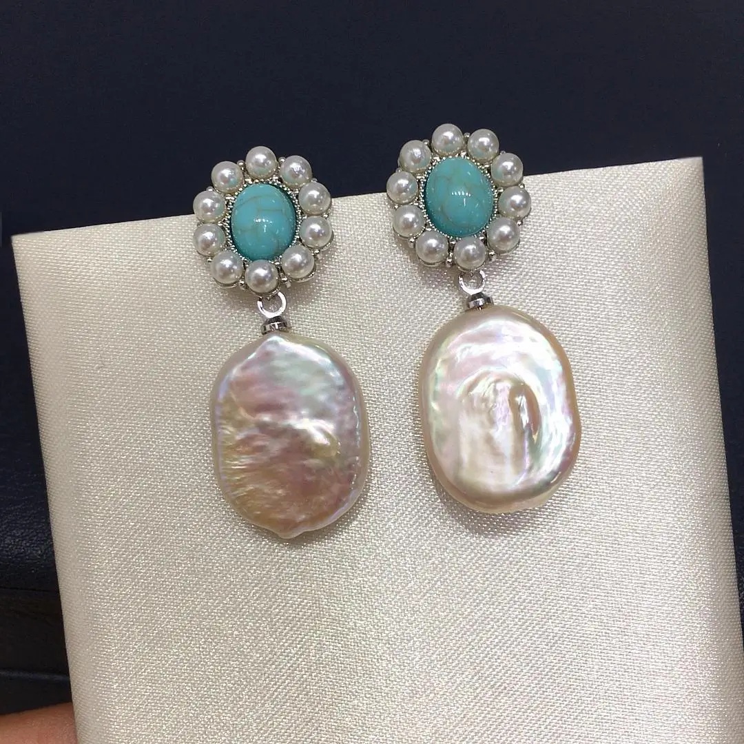 Turquoise Pearl Earrings for Women 18K Gold — feature 13
