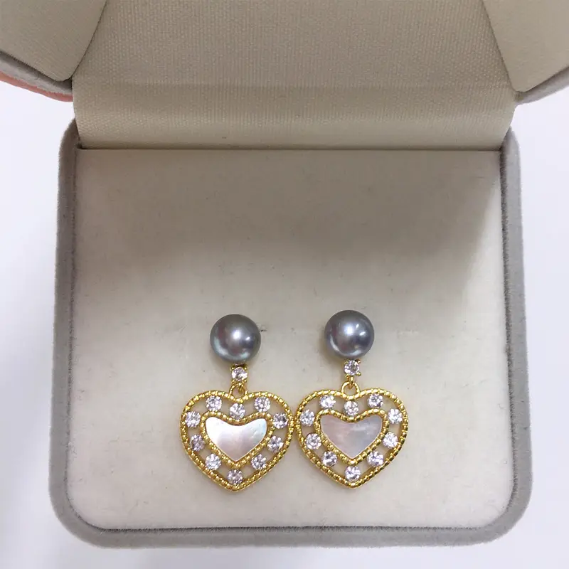 Natural Pearl & Sea Shell Fritillary Earrings 18K Gold - Image 2