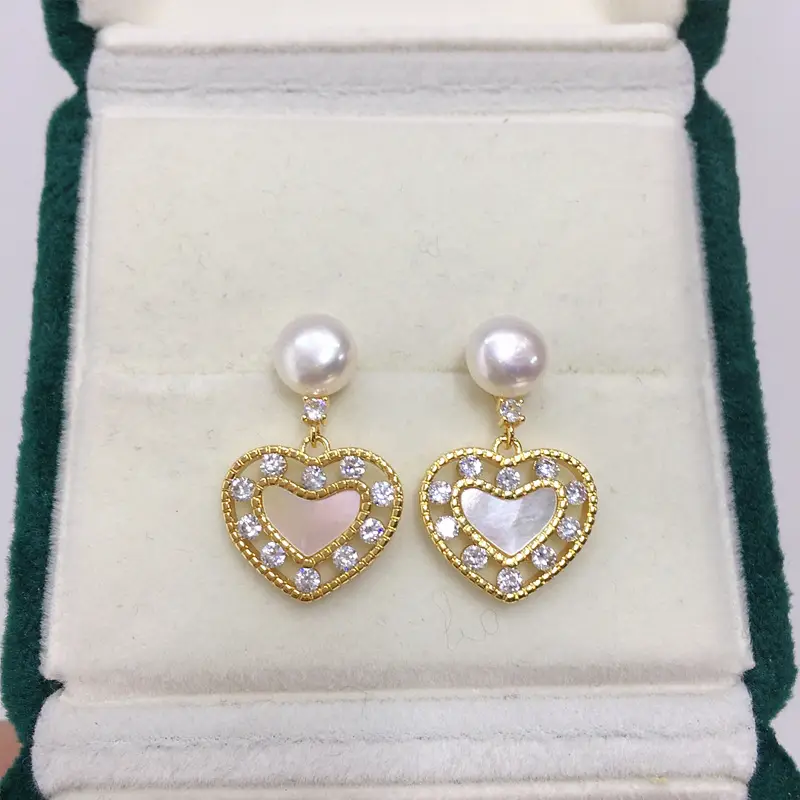 Natural Pearl & Sea Shell Fritillary Earrings 18K Gold — feature 9