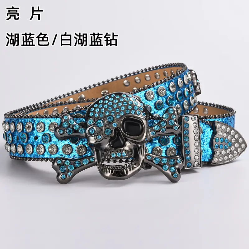 Skull Diamond Belt Buckle Black Gold Hip Hop Fashion - Image 25