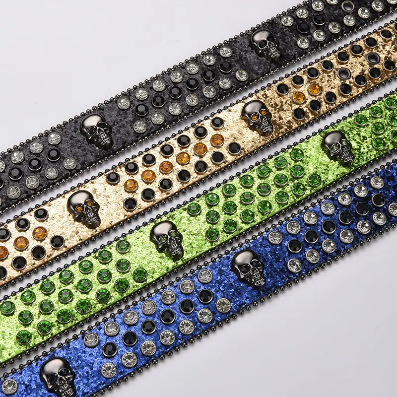 Skull Diamond Belt Buckle Black Gold Hip Hop Fashion - Image 27