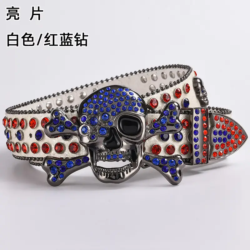 Skull Diamond Belt Buckle Black Gold Hip Hop Fashion — feature 10