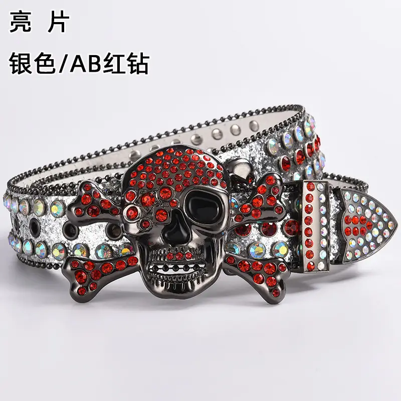 Skull Diamond Belt Buckle Black Gold Hip Hop Fashion — feature 20