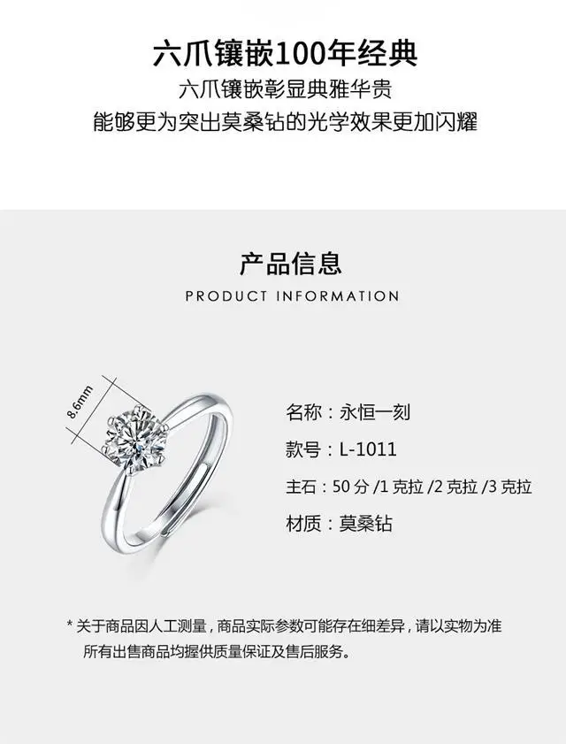 Moissanite Six-Claw Ring for Women Luxury Accessory — feature 5