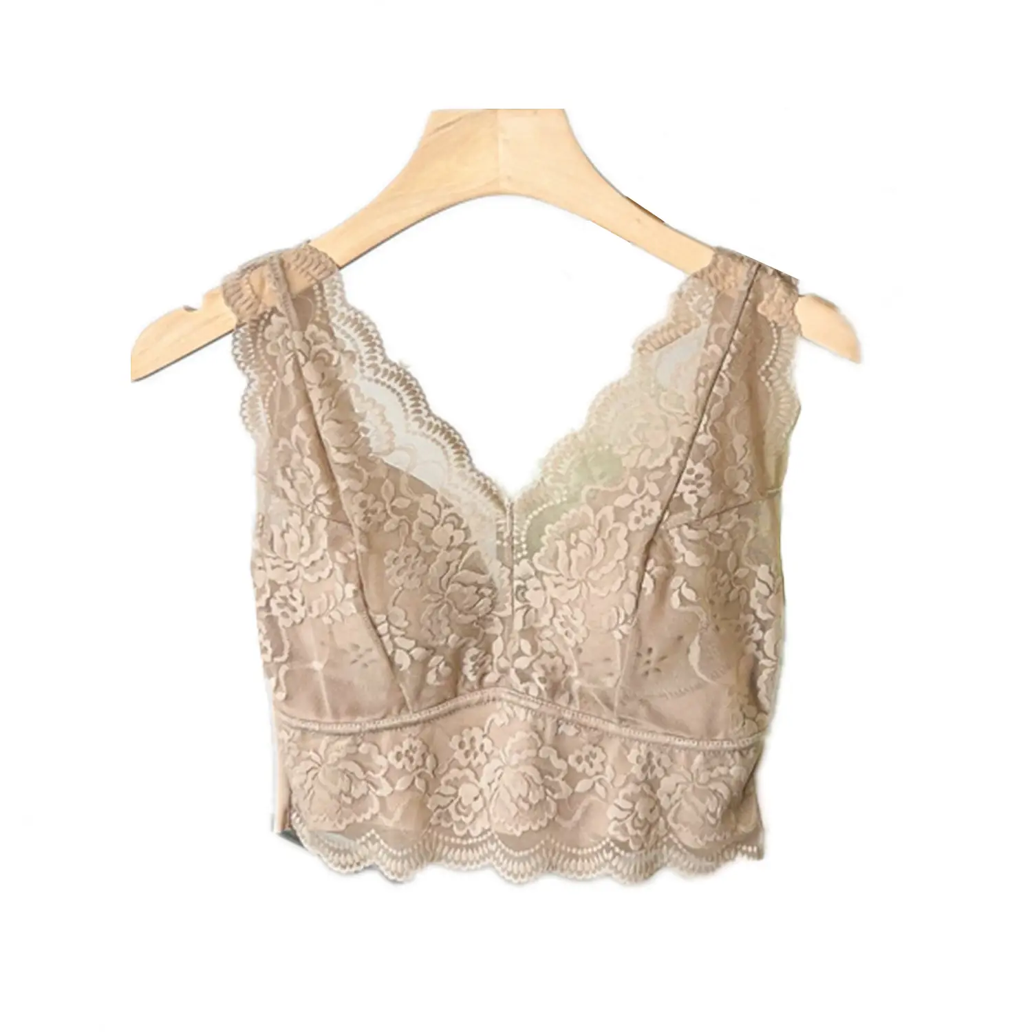 Plus Size French Lace Push Up Vest Bra Green - Image 9