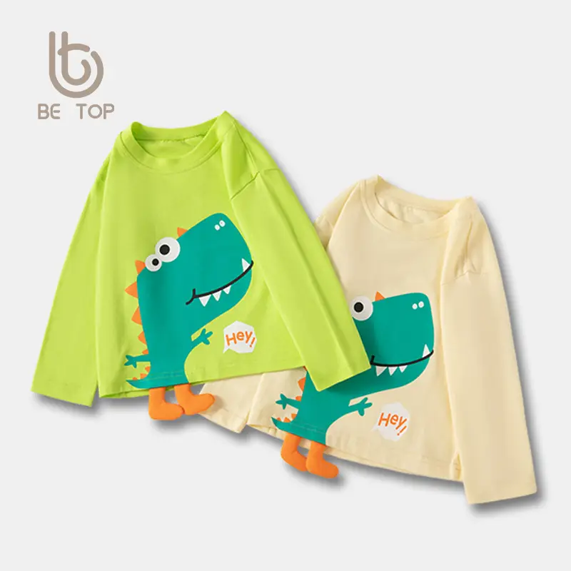 Kids Green Dinosaur Long Sleeve T-Shirt