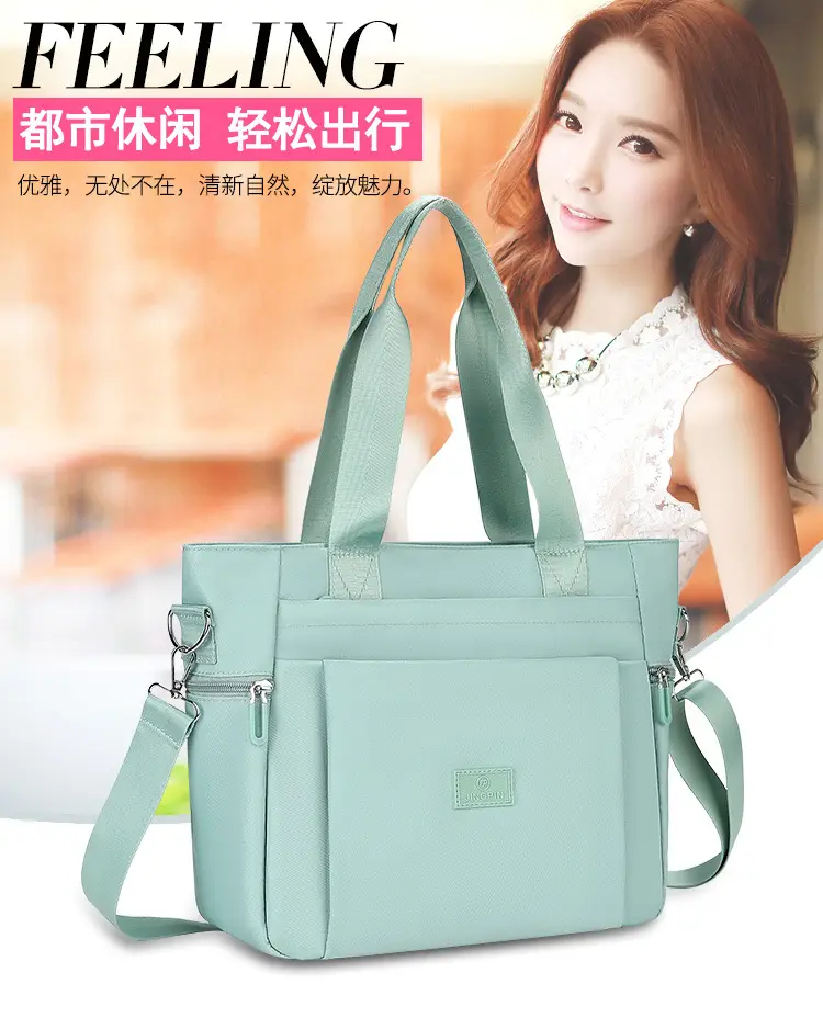 Light Blue Nylon Shoulder Bag for Women — feature 1