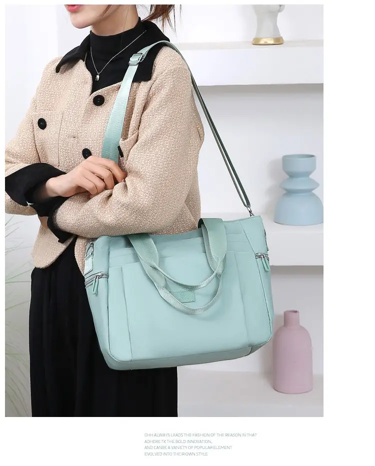 Light Blue Nylon Shoulder Bag for Women — feature 11
