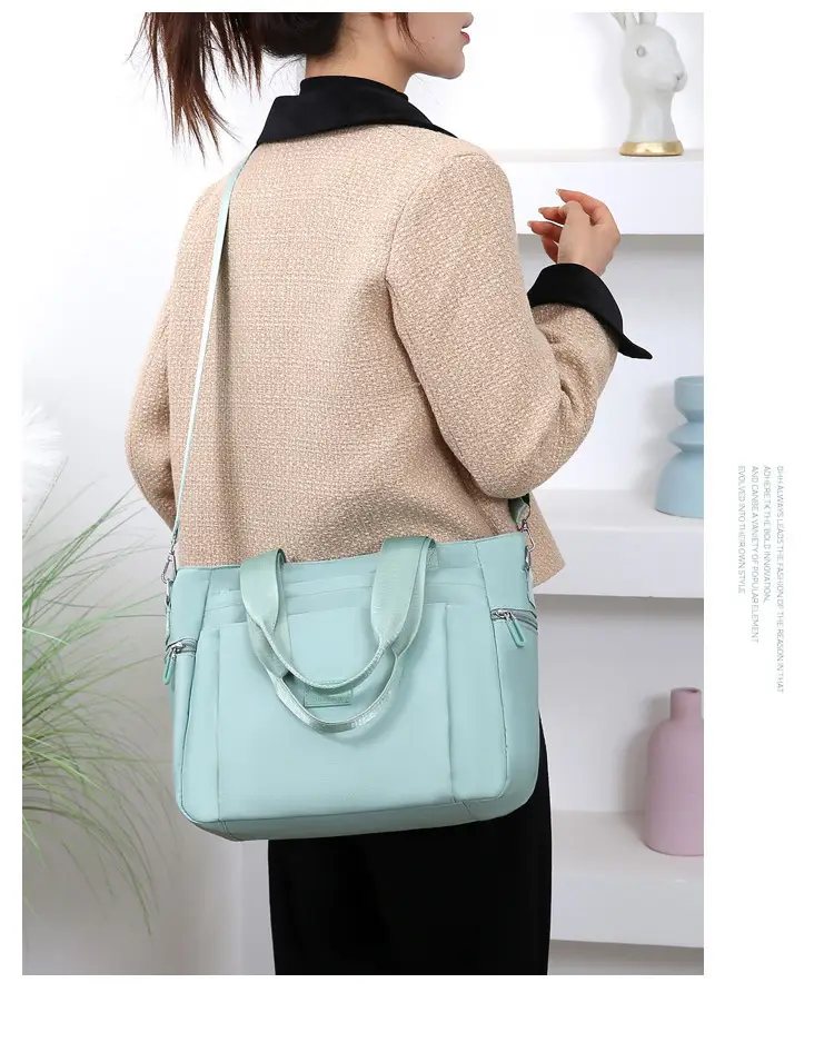 Light Blue Nylon Shoulder Bag for Women — feature 13