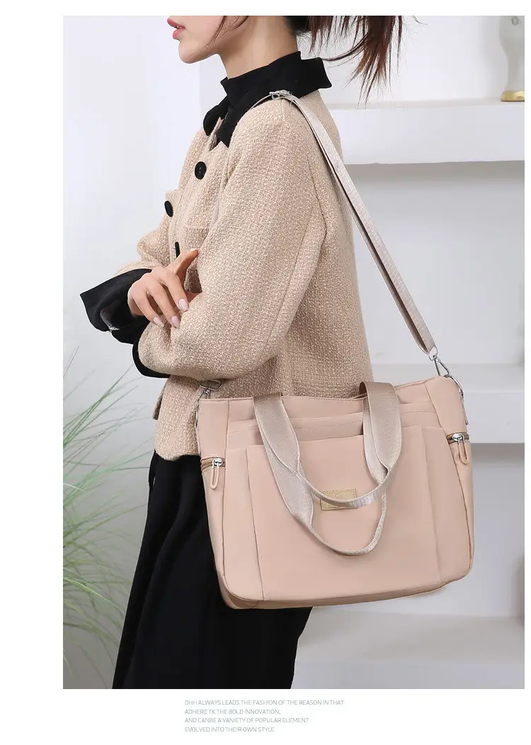 Light Blue Nylon Shoulder Bag for Women — feature 15