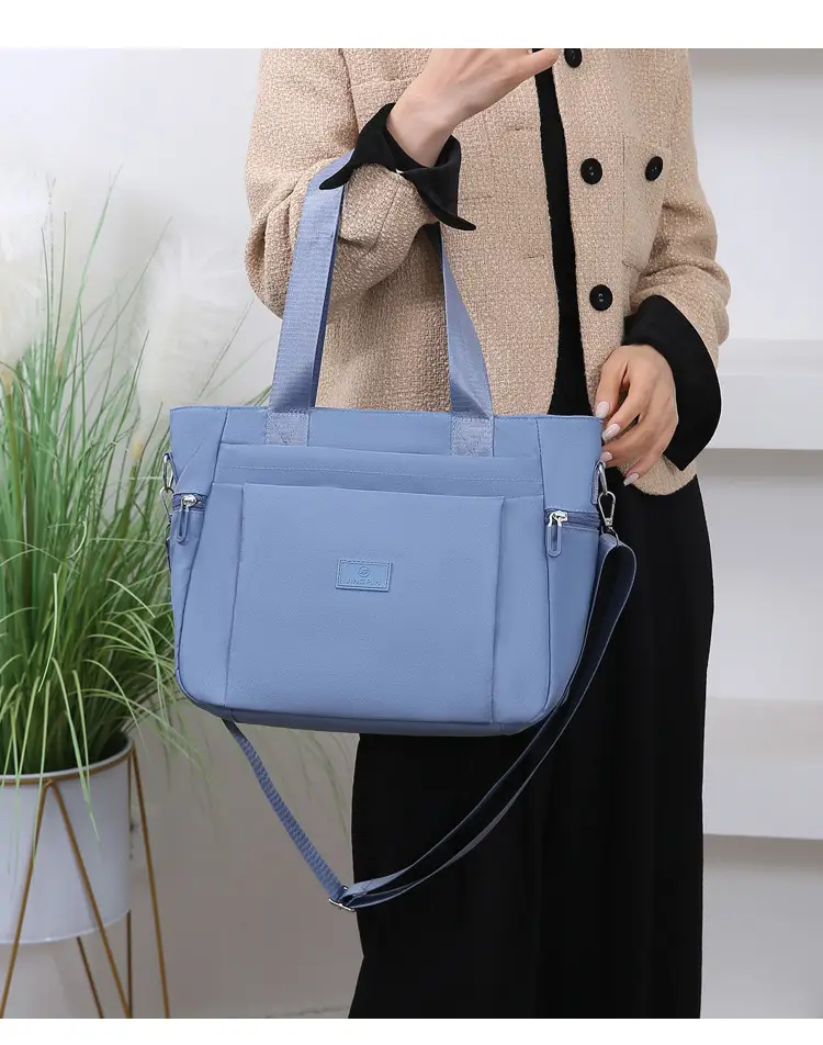 Light Blue Nylon Shoulder Bag for Women — feature 18